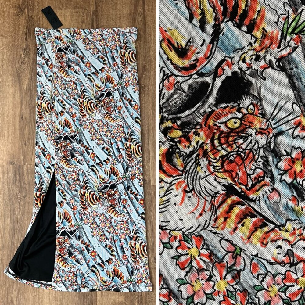 NEW Ed Hardy Mesh Maxi Tiger Skirt- Killer!